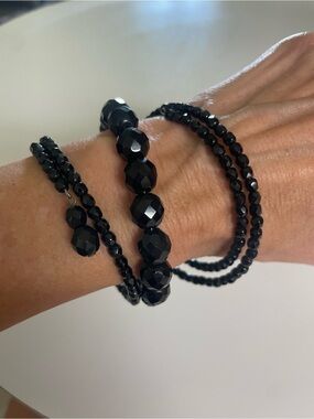 Black Faceted Bead Wrap Bracelet - Women Jewelry